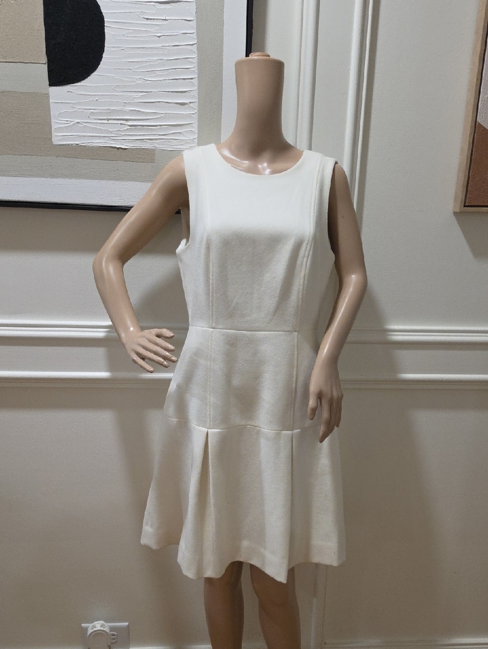J. Crew Cream Sleeveless Flared Mini Dress